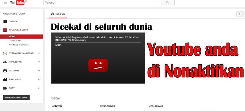 Ciri - Ciri Jika Video di Youtube Terkena Pelanggaran Hak Cipta